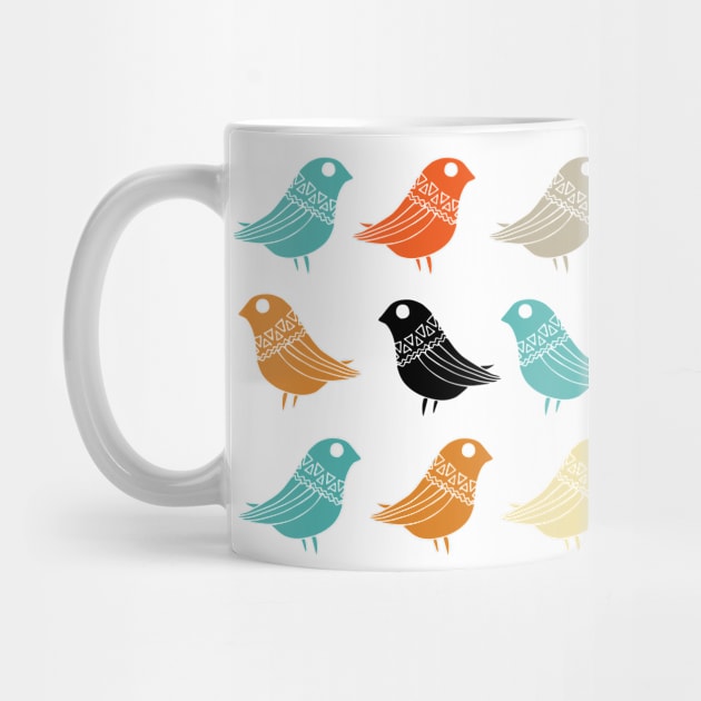 Colorful Birds Mid Century Modern Pattern by OrchardBerry